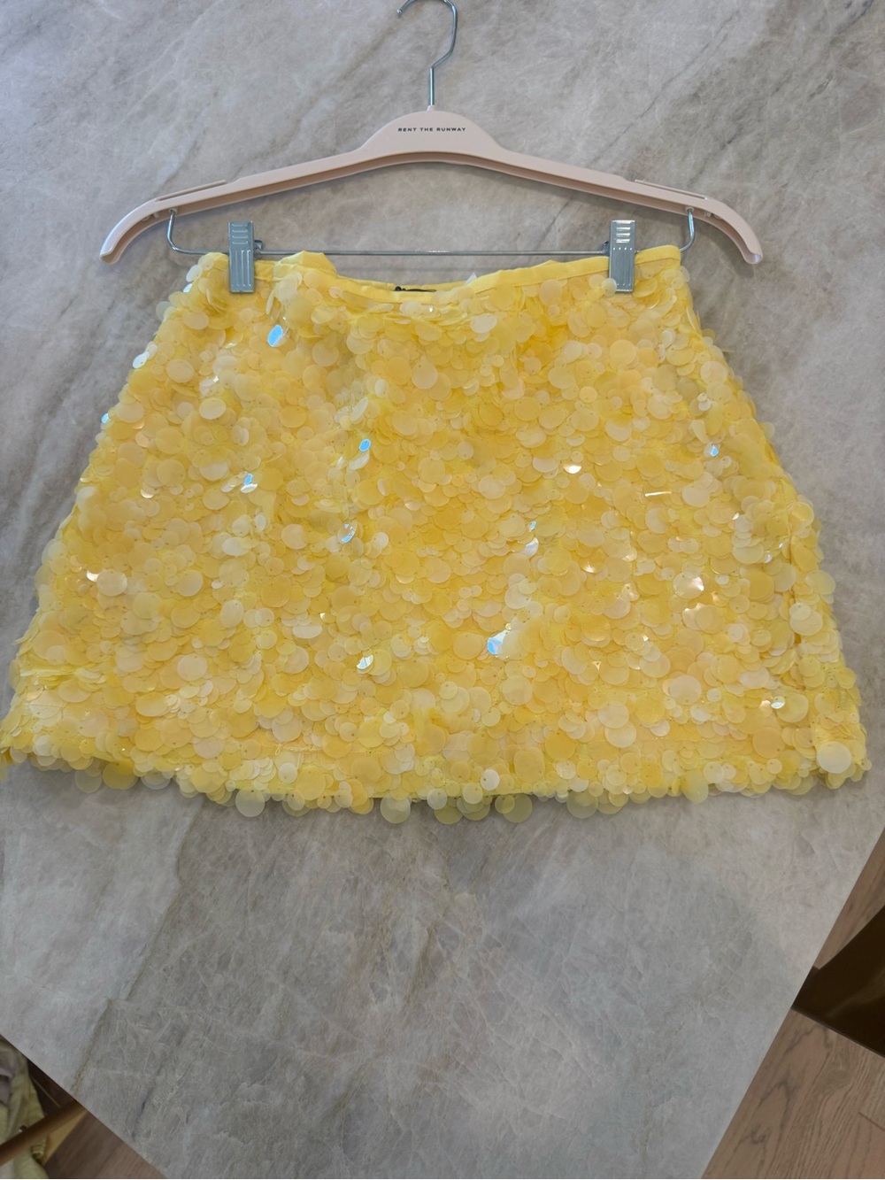 Zara Yellow Sequin Disc Mini Skirt